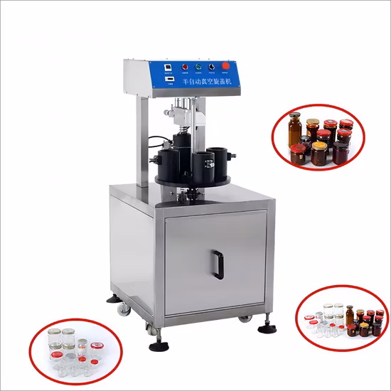 Máquina taponadora al vacío con tapa semiautomática para torsión de vidrio